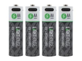 Lighthouse AA USB-C Rechargeable Li-ion Battery Pack of 4 (5023969014715) L/HBATUSBAA *Restrictions - See Description*