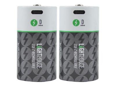 Lighthouse D USB-C Rechargeable Battery Li-ion Pack of 2 (5023969015866) L/HBATUSBD