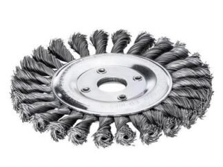 Lessmann Knot Wheel Brush 115 x 14mm 22.2mm Bore, 0.50 Steel Wire (4017359005224) LES472211