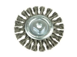 Lessmann Knot Wheel Brush 115 x 14mm 22.2mm Bore, 0.50 Stainless Steel Wire (4017359013687) LES472811