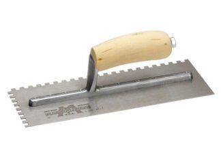 Marshalltown M702S Notched Trowel Square 1/4in Wooden Handle 11 x 4.1/2in (0035965057080) M/T702S
