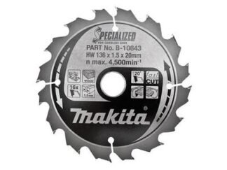 Makita B-10643 Specialized Wood Blade for Cordless Saws 136 x 20mm x 16T (0088381347815) MAKB10643
