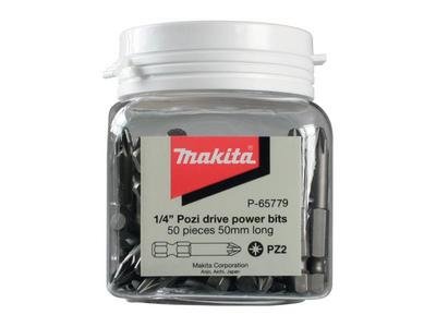 Makita 50mm PZ2 Impact Bits in Candy Tub, 50 Piece (0088381996297) MAKP65779