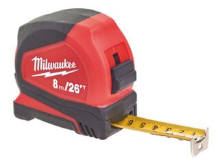 Milwaukee Hand Tools Pro Compact Tape Measure 8m/26ft (Width 25mm) (4058546027681) MHT932459596