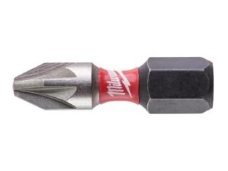 Milwaukee Power Tools SHOCKWAVE™ Impact Duty Bits PZ2 x 25mm (Pack 25) (4058546324377) MIL472041