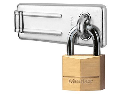 Master Lock Hasp 89mm + Solid Brass Padlock 40mm (3520190046840) MLK140703