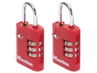 Master Lock TSA 3-Digit Combination Zinc 30mm Padlock x 2 (3520190928153) MLK4686EURT