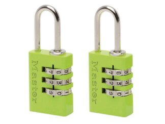 Master Lock Aluminium 3-Digit Combination 20mm Padlock Colour x 2 (3520190934581) MLK7620TCOL