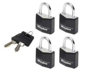Master Lock Aluminium Black Vinyl Cover 20mm Padlock 3-Pin - Keyed Alike x 4 (3520190932808) MLK9120QBLK
