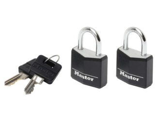 Master Lock Aluminium Black Vinyl Cover 20mm Padlock 3-Pin - Keyed Alike x 2 (3520190932792) MLK9120TBLK