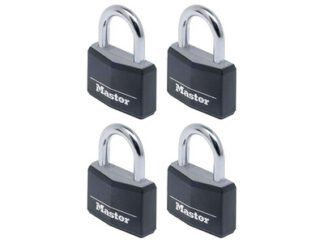 Master Lock Aluminium Black Vinyl Cover 40mm Padlock 4-Pin - Keyed Alike x 4 (3520190932860) MLK9140QBLK