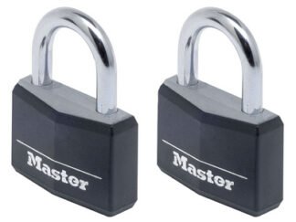 Master Lock Aluminium Black Vinyl Cover 40mm Padlock 4-Pin - Keyed Alike x 2 (3520190933201) MLK9140TBLK