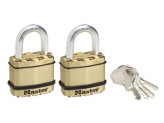 Master Lock Excell™ Brass Finish 45mm Padlock 4-Pin - Keyed Alike x 2 (3520190934826) MLKM1BT
