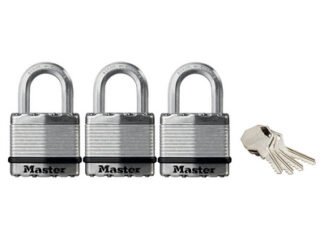Master Lock Excell™ Laminated Steel 45mm Padlock - 24mm Shackle - Keyed Alike x 3 (3520190936844) MLKM1TRI
