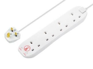 Masterplug Extension Lead 240V 4-Gang 13A White Surge Protected 2m (5015056575483) MSTSRG4210
