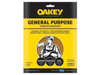 Oakey Glasspaper Sanding Sheets 230 x 280mm Medium 80G (5) (3157629722350) OAK58289