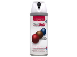 Plastikote Twist & Spray Satin White 400ml (5055018109752) PKT22101