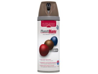 Plastikote Twist & Spray Satin Chocolate Brown 400ml (5055018109851) PKT22113