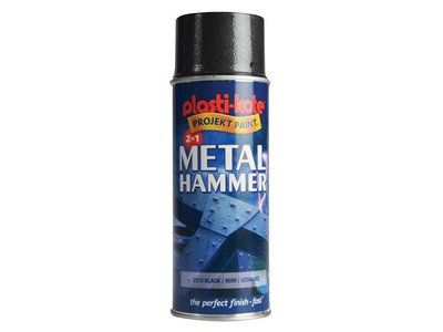 Plastikote Metal Paint Hammer Spray Black 400ml (0071915181214) PKT2215