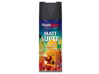 Plastikote Matt Super Spray Black 400ml (0071915011023) PKT3101