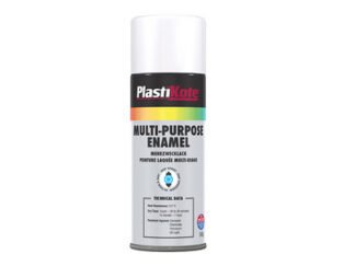 Plastikote Multi Purpose Enamel Spray Paint Matt White 400ml (5055018109080) PKT60103