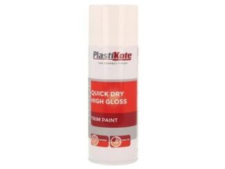 Plastikote Trade Quick Dry Trim Spray Paint High Gloss White 400ml (8711347255252) PKT71007