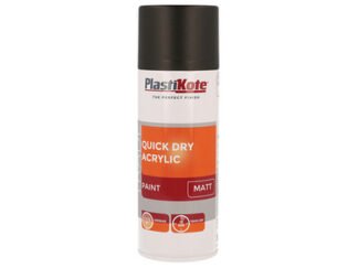 Plastikote Trade Quick Dry Acrylic Spray Paint Matt Black 400ml (8711347255276) PKT71008