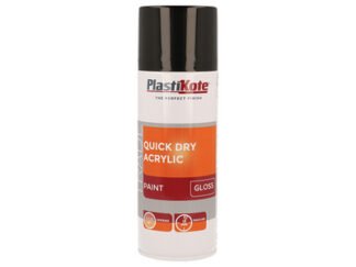 Plastikote Trade Quick Dry Acrylic Spray Paint Gloss Black 400ml (8711347255290) PKT71009