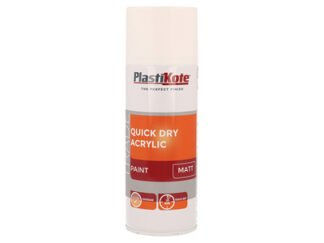 Plastikote Trade Quick Dry Acrylic Spray Paint Matt White 400ml (8711347255313) PKT71010