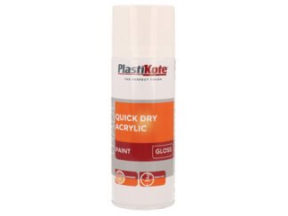 Plastikote Trade Quick Dry Acrylic Spray Paint Gloss White 400ml (8711347255337) PKT71011