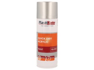 Plastikote Trade Quick Dry Acrylic Spray Paint Gloss Silver 400ml (8711347255375) PKT71013