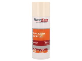 Plastikote Trade Quick Dry Acrylic Spray Paint Matt Magnolia 400ml (8711347255412) PKT71015
