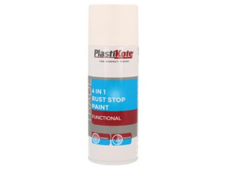 Plastikote Trade 4-in-1 Rust Stop Spray Paint White 400ml (8711347255061) PKT71022