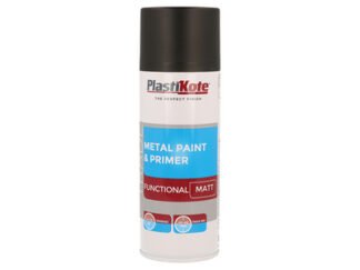 Plastikote Trade Metal Spray Paint & Primer Matt Black 400ml (8711347255535) PKT71023