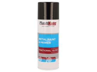 Plastikote Trade Metal Spray Paint & Primer Gloss Black 400ml (8711347255559) PKT71024