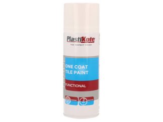 Plastikote Trade One Coat Spray Tile Paint Gloss White 400ml (8711347255597) PKT71026