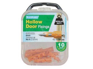 Plasplugs DR 308 Hollow Door Fixings (10) (5010047103089) PLADR308