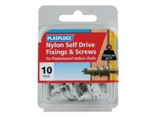 Plasplugs Nylon Self Drive Fixings & Screws Pack of 10 (5010047004065) PLAHNSS010
