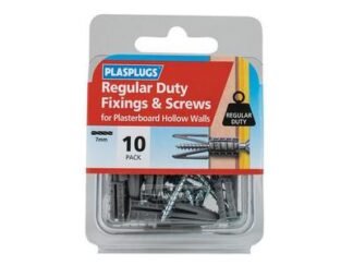 Plasplugs Regular-Duty Fixings & Screws Pack of 10 (5010047002078) PLAHWRS010