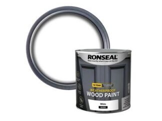 Ronseal 10 Year Weatherproof Wood Paint White Gloss 2.5 litre (5010214887828) RSL38782 *Restrictions - See Description*