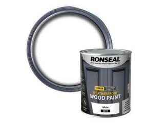 Ronseal 10 Year Weatherproof Wood Paint White Satin 750ml (5010214887873) RSL38787 *Restrictions - See Description*
