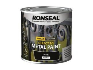 Ronseal Direct to Metal Paint Black Gloss 250ml (5010214891795) RSLDTMBG250 *Restrictions - See Description*