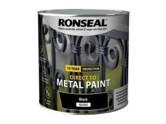 Ronseal Direct to Metal Paint Black Gloss 2.5 litre (5010214892129) RSLDTMBG25L *Restrictions - See Description*
