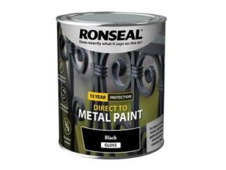 Ronseal Direct to Metal Paint Black Gloss 750ml (5010214891955) RSLDTMBG750 *Restrictions - See Description*