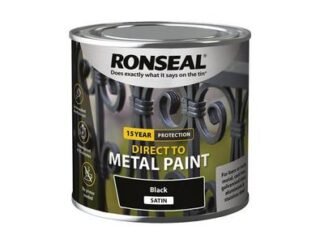 Ronseal Direct to Metal Paint Black Satin 250ml (5010214891801) RSLDTMBS250 *Restrictions - See Description*