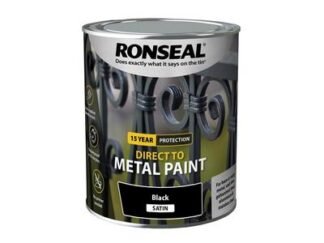 Ronseal Direct to Metal Paint Black Satin 750ml (5010214891962) RSLDTMBS750 *Restrictions - See Description*