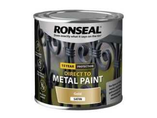 Ronseal Direct to Metal Paint Gold Satin 250ml (5010214894024) RSLDTMGS250 *Restrictions - See Description*