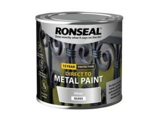 Ronseal Direct to Metal Paint Silver Gloss 250ml (5010214894031) RSLDTMSG250 *Restrictions - See Description*