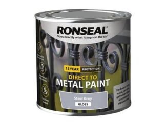 Ronseal Direct to Metal Paint Steel Grey Gloss 250ml (5010214891870) RSLDTMSGG250 *Restrictions - See Description*
