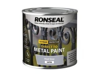 Ronseal Direct to Metal Paint Steel Grey Satin 250ml (5010214891887) RSLDTMSGS250 *Restrictions - See Description*